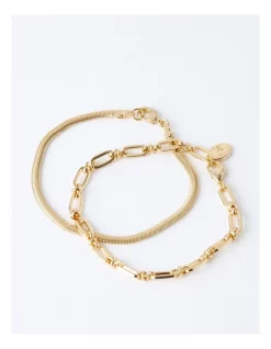 Best Sale 🥰 Trent Nathan Link & Snake Chain Bracelet Set In Gold ✨