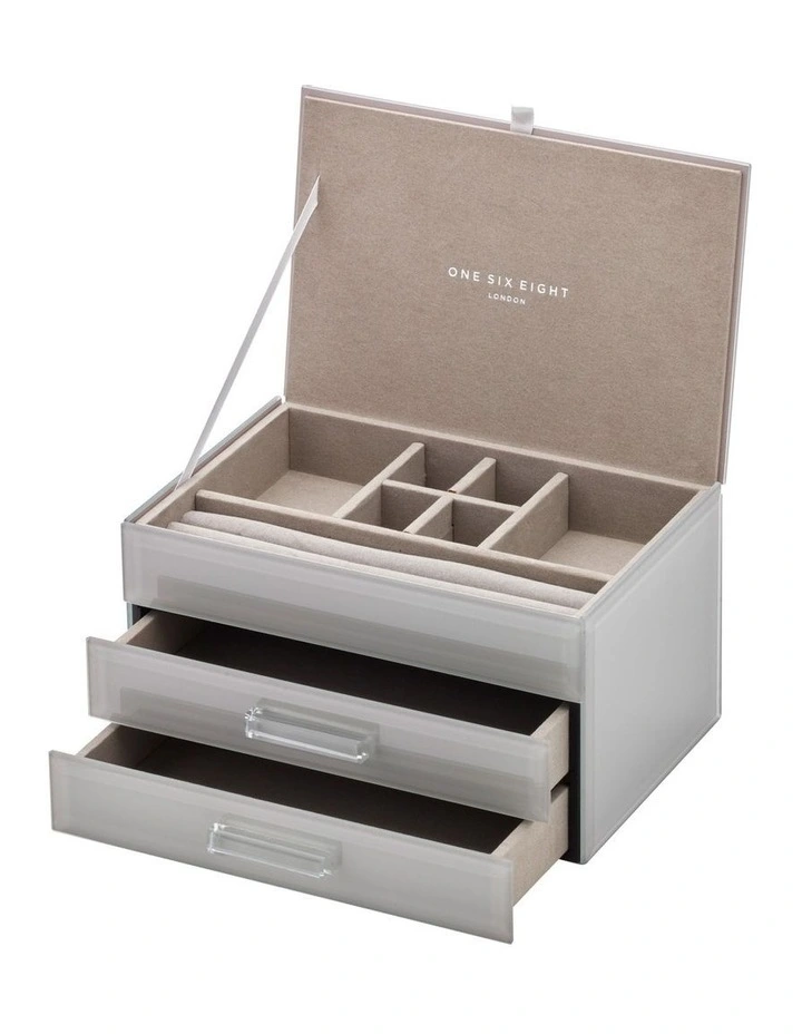 Hot Sale ✨ One Six Eight London Gabriella Cool Grey Medium Jewellery Box ✨ 1 Hot Sale ✨ One Six Eight London Gabriella Cool Grey Medium Jewellery Box ✨