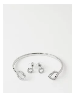 Brand new 😍 Trent Nathan Diamante Trim Bangle & Earring Silver Set 👍