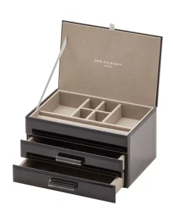 Promo โญ One Six Eight London Gabriella Black Medium Jewellery Box ๐ฅ