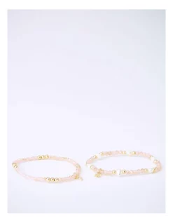 Promo ⌛ Piper Beaded Bracelet Set With Pearls 2 Pack In Blush 🧨