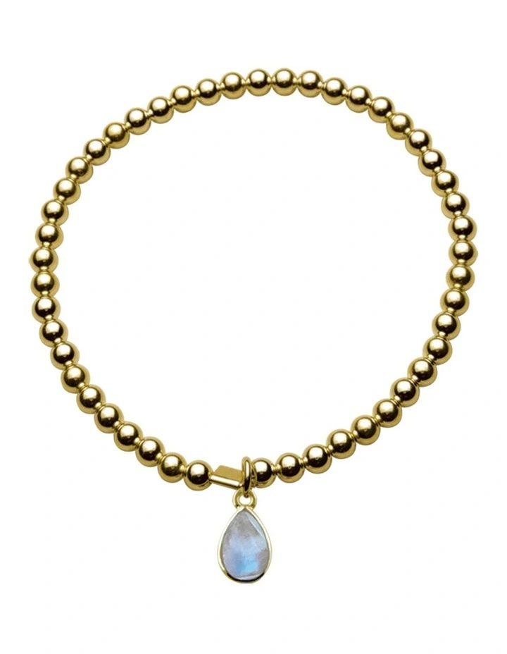 Wholesale π― Mocha 4mm Stretchy Bracelet W/ Pear Moonstone Gold π― 1 Wholesale π― Mocha 4mm Stretchy Bracelet W/ Pear Moonstone Gold π―