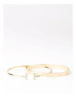 Promo 🤩 Piper Diamante Multi Gold Bangle Set ⭐