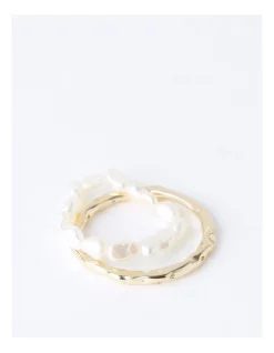 Best deal ⌛ Piper Freshwater Pearl & 🔨 Hammered Ring 2 Pack In White ⌛