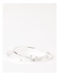 Wholesale ⌛ Piper Diamante Multi Silver Bangle Set ✔️