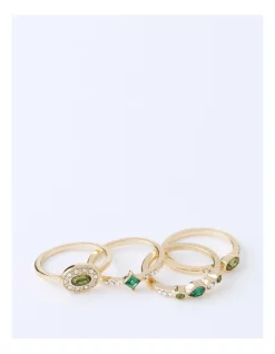Cheapest ⭐ Piper Vintage Ring Stack 4 Pack In Gold/Green 😍 -bracelets Sales unnamed file 350