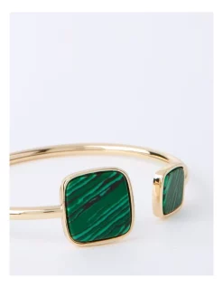 New ✨ Basque 2 Square Malachite Bangle In Gold 👏 -bracelets Sales unnamed file 36