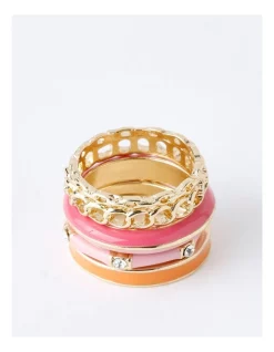 Top 10 ✔️ Piper Enamel/Diamante Ring 5 Pack In Multicolour 😍