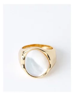Outlet 👏 Trent Nathan 👩 Mother Of Pearl Statement Ring In Pearl 💯