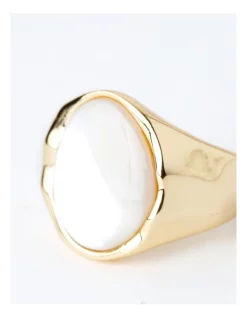 Outlet 👏 Trent Nathan 👩 Mother Of Pearl Statement Ring In Pearl 💯 -bracelets Sales unnamed file 383