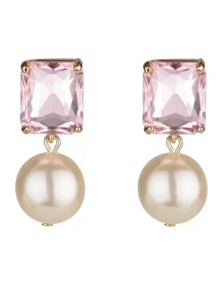 Best Pirce ✔️ Gregory Ladner Emerald Cut Stone With Pearl Drop In Blush ⌛