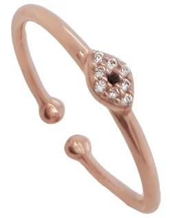 Outlet 🎁 Mocha Just Must Adjustable White Zirconia Rose Gold Ring ✨