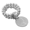 Wholesale 😀 Mocha 2-Strand Stretchy Silver Coin Silver Ring 😀
