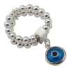 Best deal 🎁 Mocha Double Row Stretchy Greek Evil Eye Silver Ring 👍