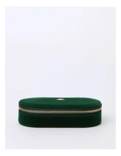 Brand new 💯 Design Studio Oval Zip Around Jewellery Box In Velvet Green 🌟