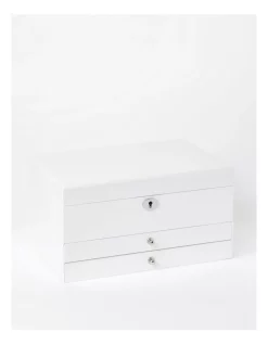 Promo 😉 Design Studio Multi Drawer High Gloss Jewellery Box In White 🔔