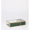 Flash Sale 🎁 Design Studio Glass Jewellery Box In Gold And Green ✔️