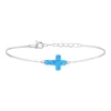 New 🎁 Mocha Sterling Silver Mini Cross Fine Bracelet Blue ✨