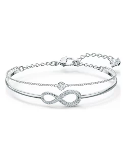 Hot Sale โค๏ธ Swarovski Infinity Rose Rhodium Plated Bangle โญ